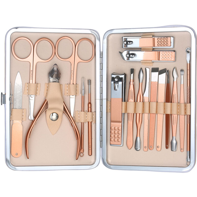 Kit de pedicura cortaunas, kit de aseo de manicura de acero inoxidable,Rosa, 18 piezas
Kit de pedicura cortaunas, kit de aseo de manicura de acero inoxidable,Rosa, 18 piezas