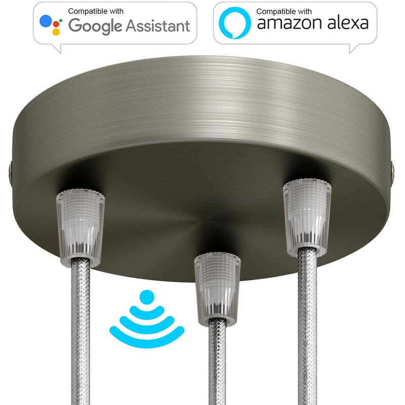 Creative Cables - Kit de rosetones de techo cilíndricos de metal con 3 agujeros SMART - compatible con asistentes de voz | Cónico - Titanio satinado
Creative Cables - Kit de rosetones de techo cilíndricos de metal con 3 agujeros SMART - compatible con asistentes de voz | Cónico - Titanio satinado