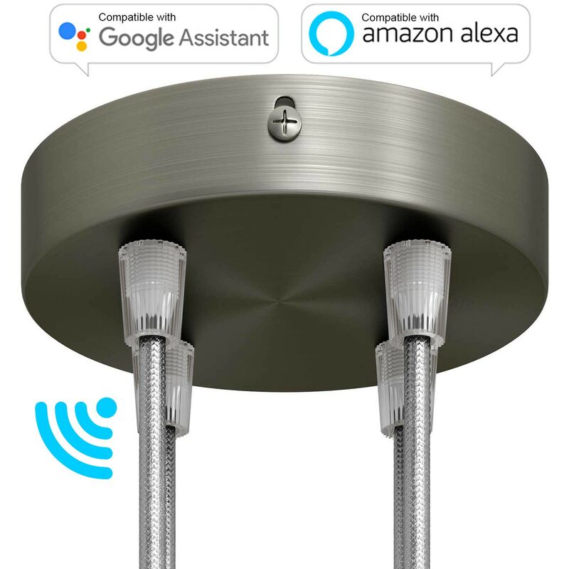 Kit de rosetones de techo cilíndricos de metal con 4 agujeros SMART - compatible con asistentes de voz | Cónico - Titanio satinado - Titanio satinado
Kit de rosetones de techo cilíndricos de metal con 4 agujeros SMART - compatible con asistentes de voz | Cónico - Titanio satinado - Titanio satinado