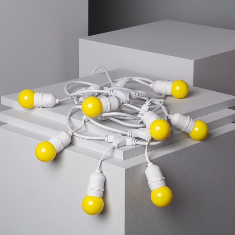 Kit Guirnalda Waterproof 5.5m Blanco + 8 Bombillas LED E27 Casquillo Gordo G45 3W de Colores Amarillo - Amarillo
Kit Guirnalda Waterproof 5.5m Blanco + 8 Bombillas LED E27 Casquillo Gordo G45 3W de Colores Amarillo - Amarillo