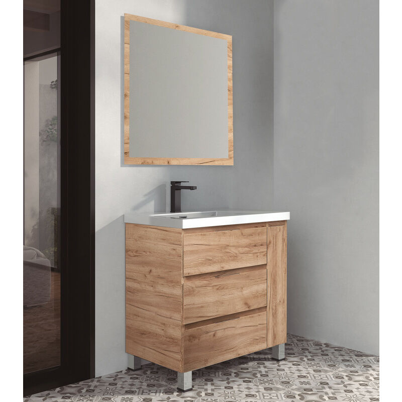 KIT Mueble de Baño ESTONIA RESINA, Formado por Mueble de Baño Color TABACO 80cm, Lavabo de RESINA y Espejo a Juego
KIT Mueble de Baño ESTONIA RESINA, Formado por Mueble de Baño Color TABACO 80cm, Lavabo de RESINA y Espejo a Juego