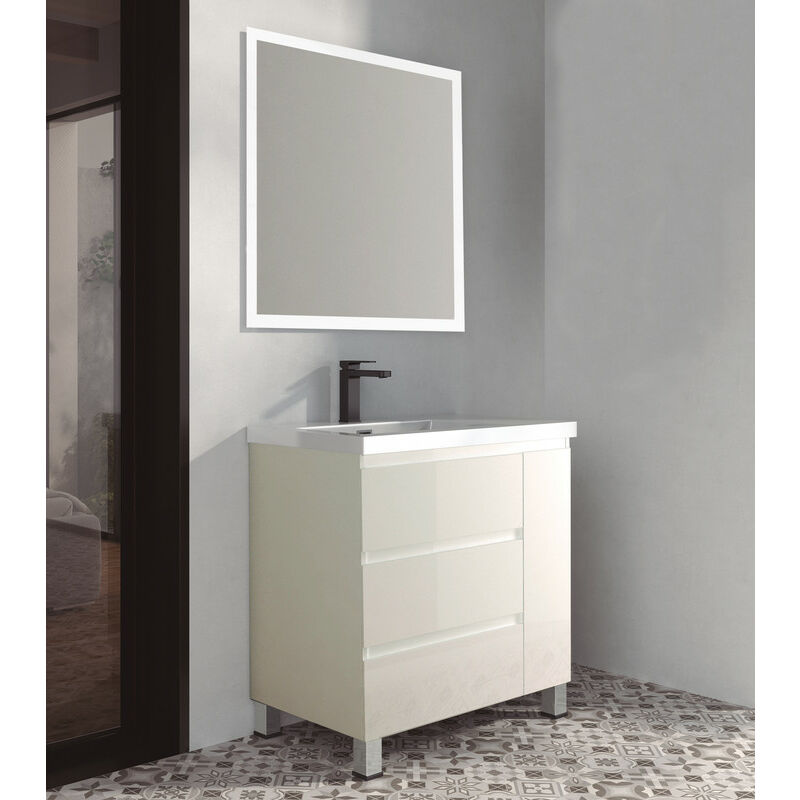 KIT Mueble de Baño ESTONIA RESINA, Formado por Mueble de Baño Color BLANCO 80cm, Lavabo de RESINA y Espejo a Juego 
KIT Mueble de Baño ESTONIA RESINA, Formado por Mueble de Baño Color BLANCO 80cm, Lavabo de RESINA y Espejo a Juego