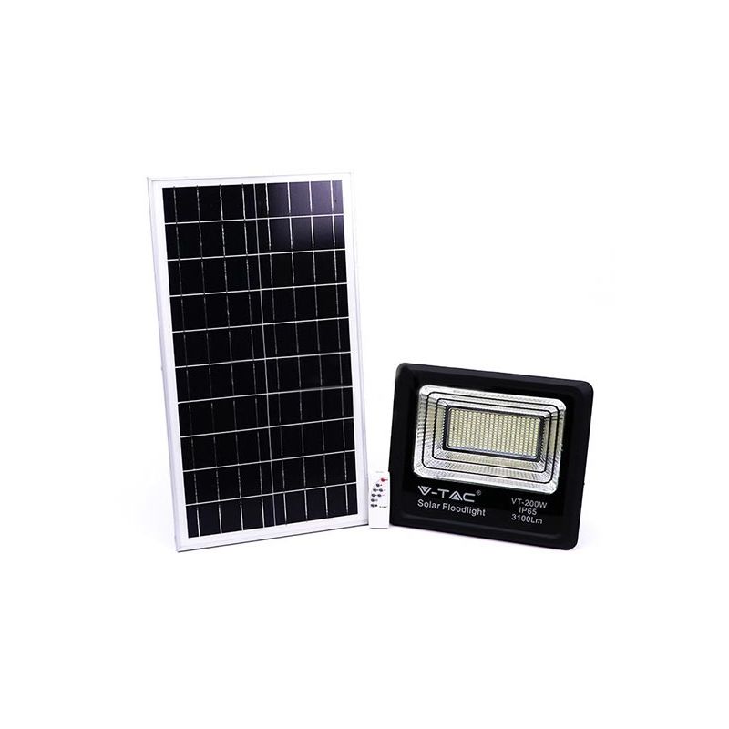 V Tac Vt W Faro Led W Autoalimentato Nero Con Pannello Solare E