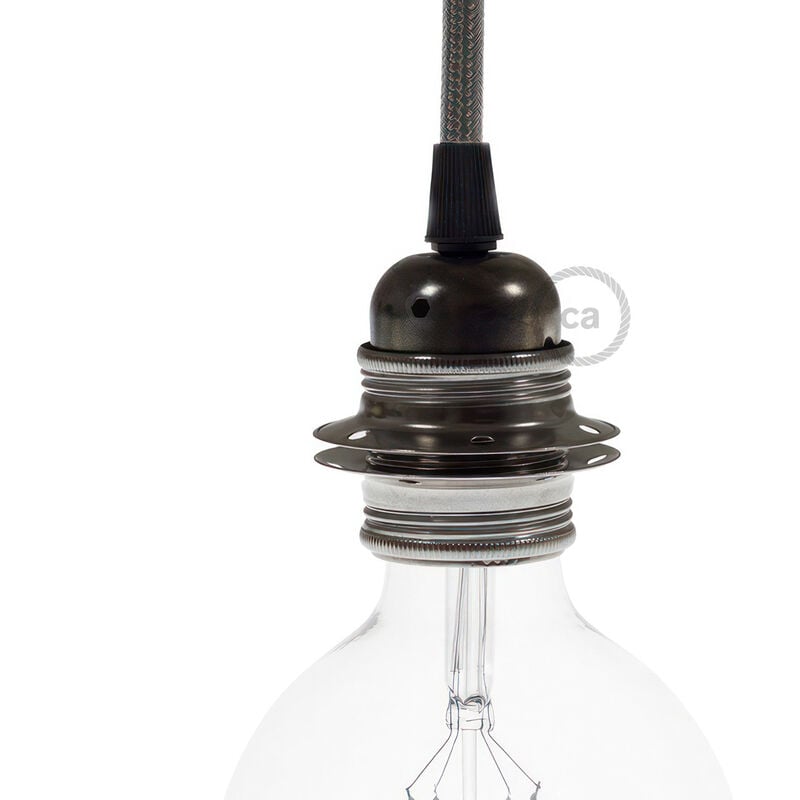 Kit portalámparas E27 en metal con doble virola para pantalla | Cónico - Negro perla - Negro perla
Kit portalámparas E27 en metal con doble virola para pantalla | Cónico - Negro perla - Negro perla