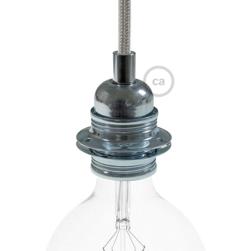Kit portalámparas E27 en metal con doble virola para pantalla | Cilíndrico - Plata - Plata
Kit portalámparas E27 en metal con doble virola para pantalla | Cilíndrico - Plata - Plata