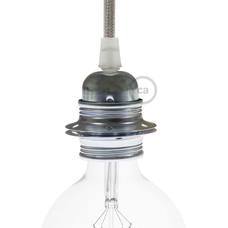 Kit portalámparas E27 en metal con doble virola para pantalla | Cónico - Plata - Plata
Kit portalámparas E27 en metal con doble virola para pantalla | Cónico - Plata - Plata