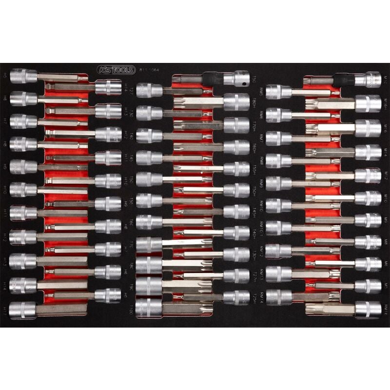 KS TOOLS Juego de llaves de vaso con punta de 1/2'' en inserto de gomaespuma, 64 pzs
KS TOOLS Juego de llaves de vaso con punta de 1/2'' en inserto de gomaespuma, 64 pzs