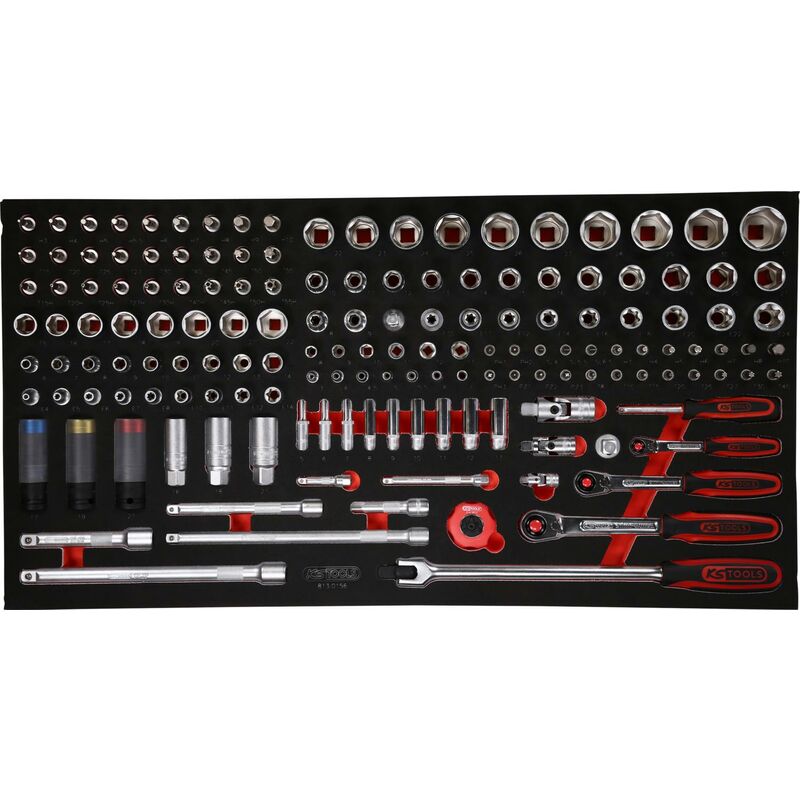 KS TOOLS Juego de llaves de vaso de 1/4'' + 3/8'' + 1/2'' en inserto de gomaespuma, 156 pzs
KS TOOLS Juego de llaves de vaso de 1/4'' + 3/8'' + 1/2'' en inserto de gomaespuma, 156 pzs