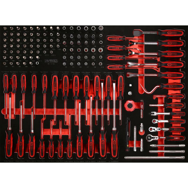 Kstools - KS TOOLS Juego de llaves de vaso de 1/4'' y destornilladores en inserto de gomaespuma, 142 pzs
Kstools - KS TOOLS Juego de llaves de vaso de 1/4'' y destornilladores en inserto de gomaespuma, 142 pzs
