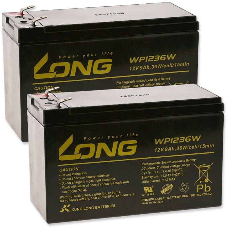 KungLong Baterías de plomo-GEL compatibles con SAI APC RBC 32 9Ah 12V (Reemplaza también 7,2Ah / 7Ah)
KungLong Baterías de plomo-GEL compatibles con SAI APC RBC 32 9Ah 12V (Reemplaza también 7,2Ah / 7Ah)