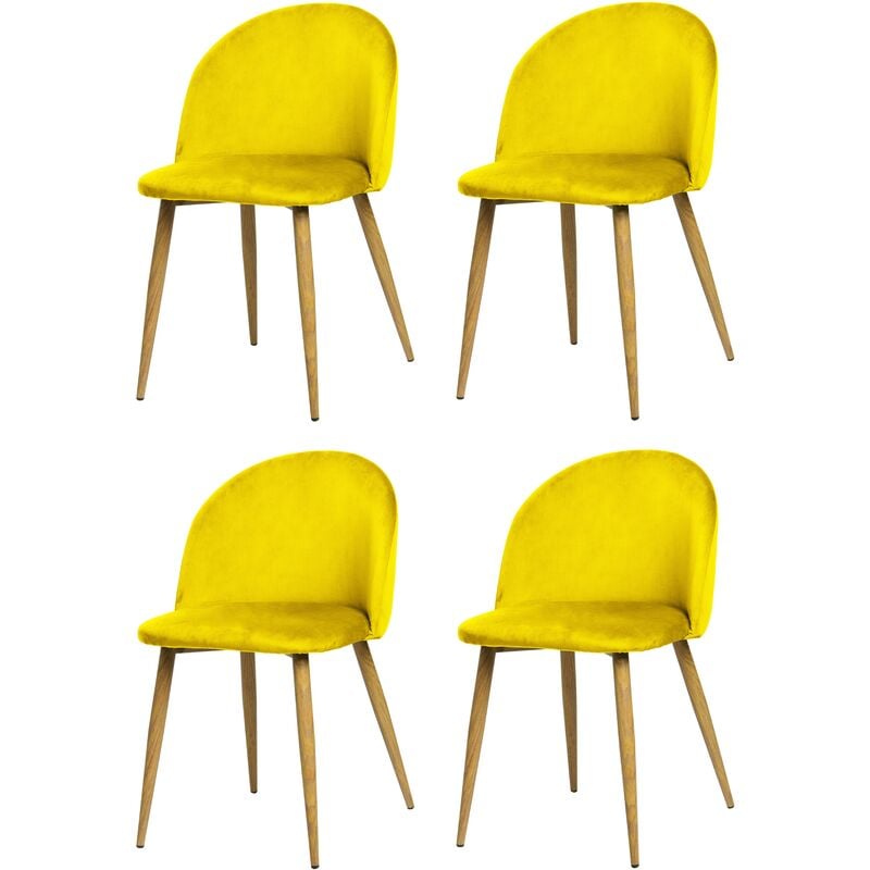 La Silla Española - Pack de cuatro sillas de comedor estilo vintage con asiento y respaldo fabricado en terciopelo modelo Pedraza en color amarillo
La Silla Española - Pack de cuatro sillas de comedor estilo vintage con asiento y respaldo fabricado en terciopelo modelo Pedraza en color amarillo
