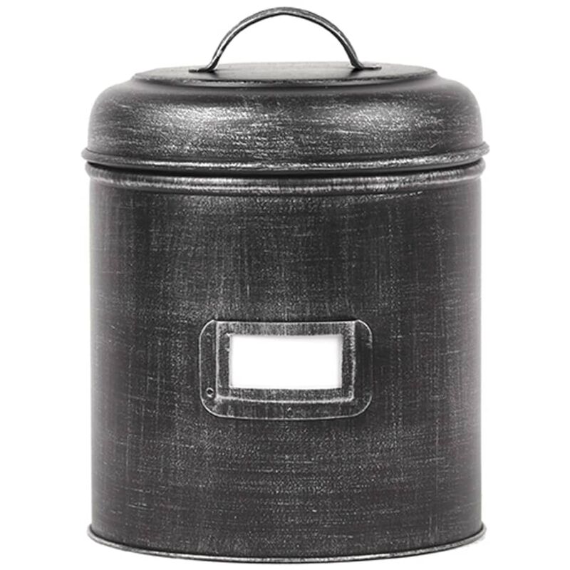 Bote de almacenaje negro envejecido L 18x18x24 cm - Naranja - Label51