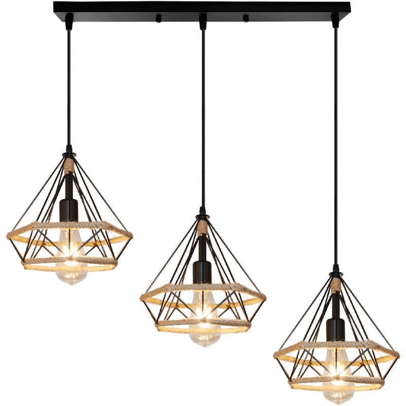 Lámpara Colgante Industial Diamante Cuerda de Cáñamo Lámparas de Colgar Retro Vintage Jaula Luz de Techo 3 Portalámparas de Hierro Restaurante Bar
Lámpara Colgante Industial Diamante Cuerda de Cáñamo Lámparas de Colgar Retro Vintage Jaula Luz de Techo 3 Portalámparas de Hierro Restaurante Bar