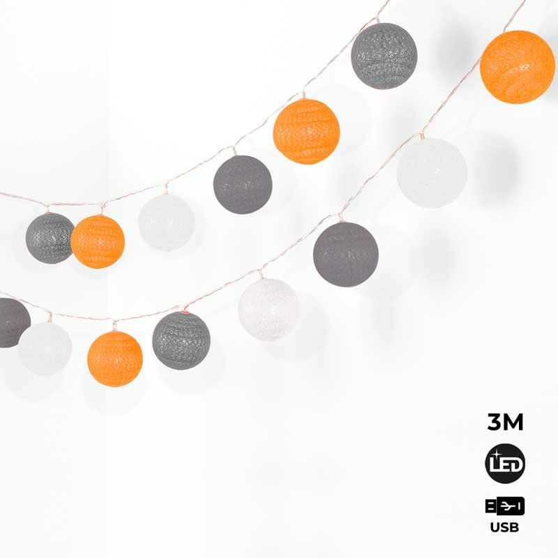 Cadena Luminosa LED 24 guirnalda Bolas con USB 3m-IP44-7cm | Rosa, blanco, gris y naranja
Cadena Luminosa LED 24 guirnalda Bolas con USB 3m-IP44-7cm | Rosa, blanco, gris y naranja