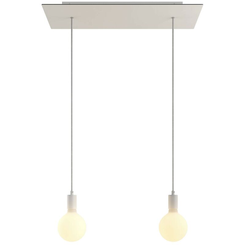 Lámpara colgante de 2 caídas con Rose-One XXL rectangular de 675 mm con cable textil y acabado metálico | Blanco mate - Con bombilla - Blanco mate
Lámpara colgante de 2 caídas con Rose-One XXL rectangular de 675 mm con cable textil y acabado metálico | Blanco mate - Con bombilla - Blanco mate