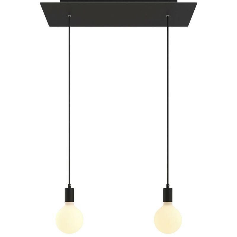 Lámpara colgante de 2 caídas con Rose-One XXL rectangular de 675 mm con cable textil y acabado metálico | Negro mate - Con bombilla - Negro mate
Lámpara colgante de 2 caídas con Rose-One XXL rectangular de 675 mm con cable textil y acabado metálico | Negro mate - Con bombilla - Negro mate