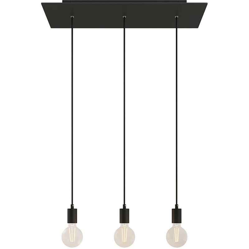 Creative Cables - Lámpara colgante de 3 caídas con Rose-One XXL rectangular de 675 mm con cable textil y acabado metálico | Negro mate - Sin bombilla
Creative Cables - Lámpara colgante de 3 caídas con Rose-One XXL rectangular de 675 mm con cable textil y acabado metálico | Negro mate - Sin bombilla