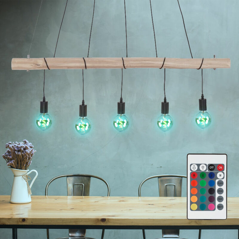 Lámpara colgante de techo lámpara de péndulo con haz de madera regulable CONTROL REMOTO en un juego que incluye bombillas LED RGB
Lámpara colgante de techo lámpara de péndulo con haz de madera regulable CONTROL REMOTO en un juego que incluye bombillas LED RGB