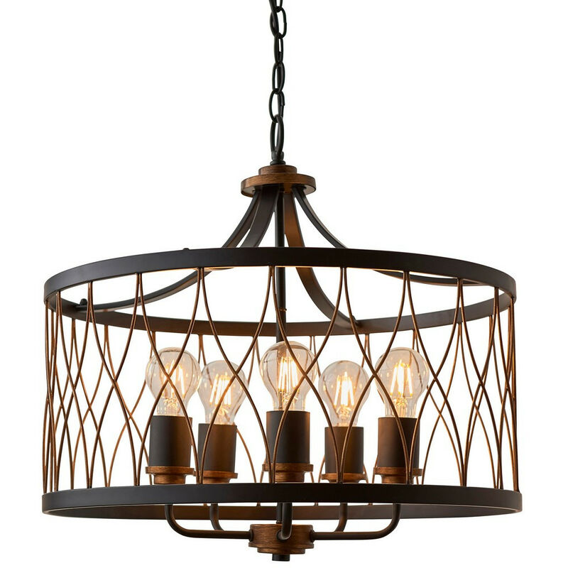 Endon Heston - Lámpara colgante de techo cilíndrica de 5 luces negro mate, efecto bronce rústico, E27
Endon Heston - Lámpara colgante de techo cilíndrica de 5 luces negro mate, efecto bronce rústico, E27