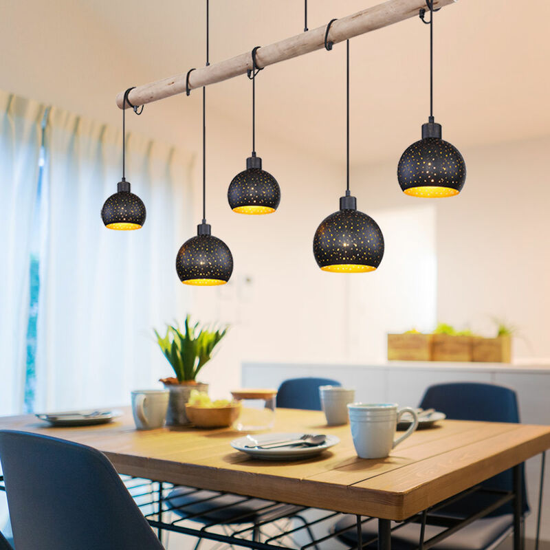 Lámpara colgante lámpara colgante con vigas de madera lámpara de salón de madera retro con cuatro bolas de metal, oro negro, 5x E27, Al xx P
Lámpara colgante lámpara colgante con vigas de madera lámpara de salón de madera retro con cuatro bolas de metal, oro negro, 5x E27, Al xx P