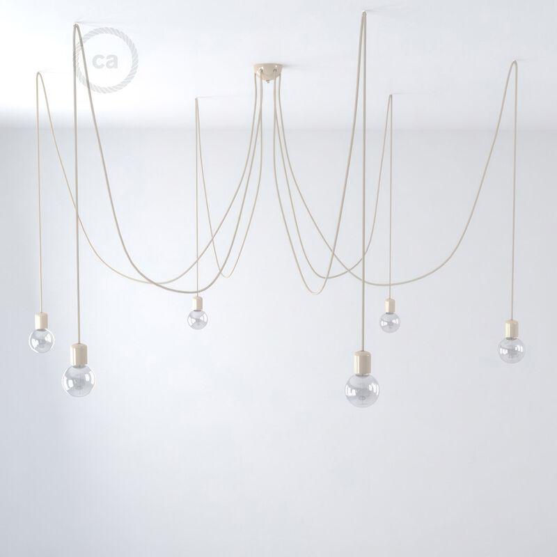 Lámpara colgante múltiple con 6 caídas Made in Italy con cable textil y acabados en cerámica de colores | Con bombilla - Marfil - Marfil
Lámpara colgante múltiple con 6 caídas Made in Italy con cable textil y acabados en cerámica de colores | Con bombilla - Marfil - Marfil