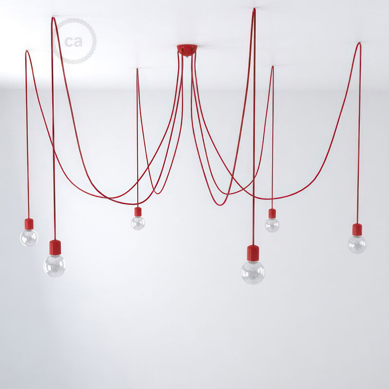 Creative Cables - Lámpara colgante múltiple con 6 caídas Made in Italy con cable textil y acabados en cerámica de colores | Con bombilla - Rojo - Rojo
Creative Cables - Lámpara colgante múltiple con 6 caídas Made in Italy con cable textil y acabados en cerámica de colores | Con bombilla - Rojo - Rojo