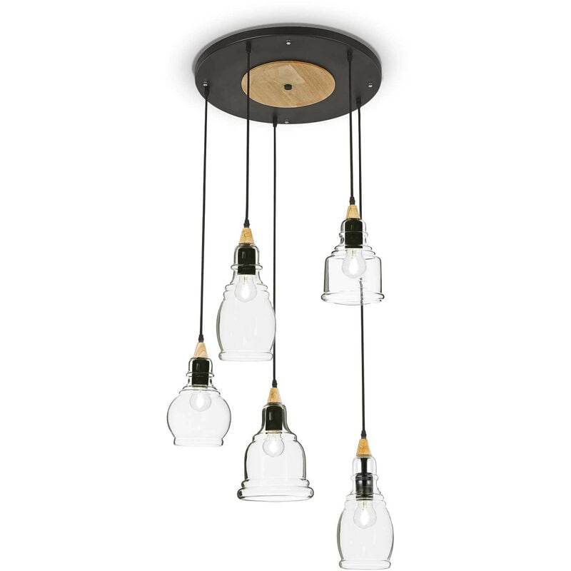 Ideal Lux Gretel - Colgante de grupo de 5 luces negro con pantallas de vidrio transparente, E27
Ideal Lux Gretel - Colgante de grupo de 5 luces negro con pantallas de vidrio transparente, E27