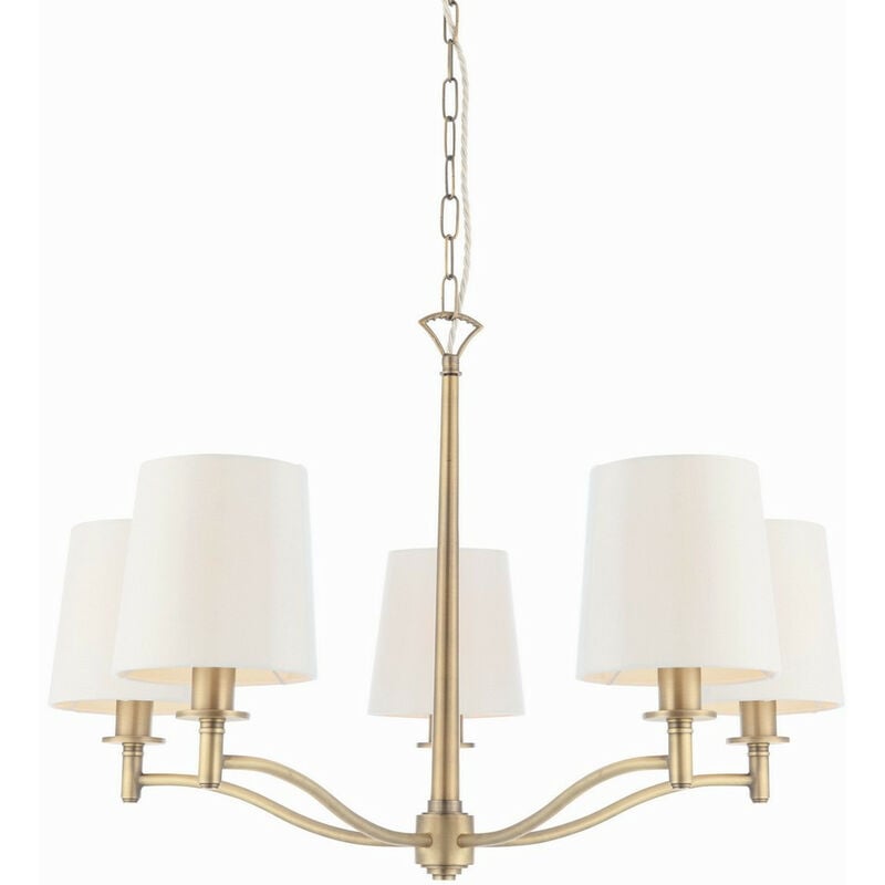 Endon Ortona - Lámpara colgante de 5 brazos con varios brazos, latón envejecido mate, seda sintética blanca vintage, E14
Endon Ortona - Lámpara colgante de 5 brazos con varios brazos, latón envejecido mate, seda sintética blanca vintage, E14