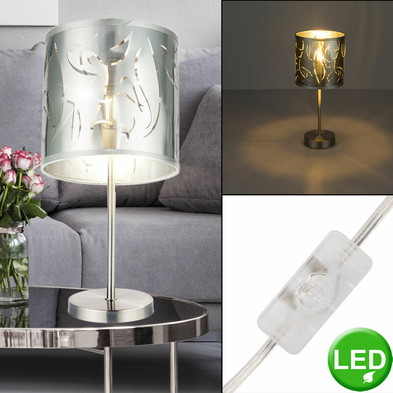 Lámpara de mesa de diseño plateada para dormitorio, perforadora, lectura, lámpara de luz nocturna en un juego que incluye bombillas LED
Lámpara de mesa de diseño plateada para dormitorio, perforadora, lectura, lámpara de luz nocturna en un juego que incluye bombillas LED