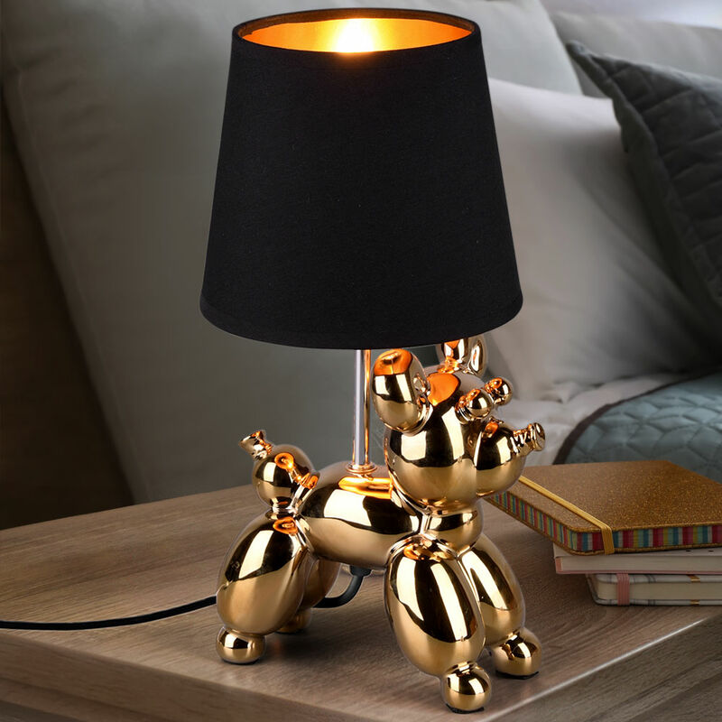 Lámpara de mesa lámpara de mesa de cerámica dorada lámpara de noche en diseño de perro para su salón, metal, 1 llama 1x E14, An x Al 17x33 cm
Lámpara de mesa lámpara de mesa de cerámica dorada lámpara de noche en diseño de perro para su salón, metal, 1 llama 1x E14, An x Al 17x33 cm