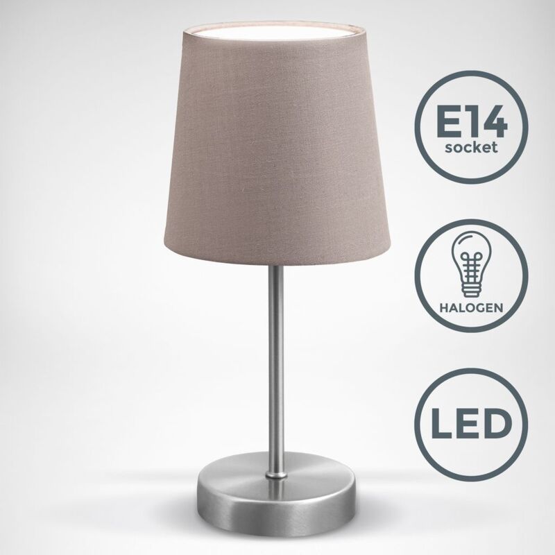 Lámpara de mesa LED, lámpara de tela color topo, níquel mate, E14, lámpara de mesa, lámpara de cama con interruptor, IP20.
Lámpara de mesa LED, lámpara de tela color topo, níquel mate, E14, lámpara de mesa, lámpara de cama con interruptor, IP20.
