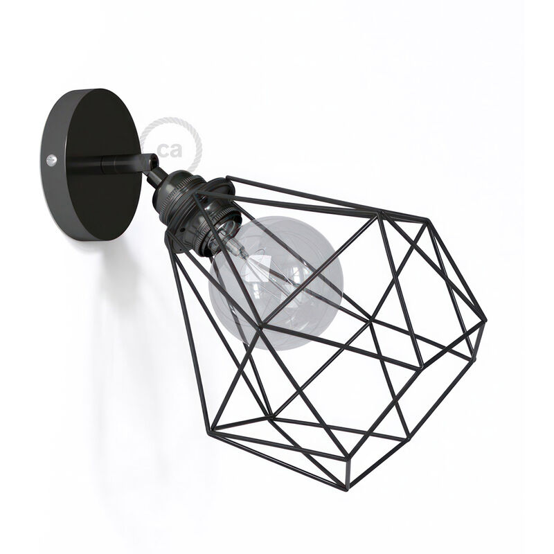 Creative Cables - Lampara de pared o techo de metal orientable 90º con pantalla Diamond | Con bombilla - Negro perla - Negro perla
Creative Cables - Lampara de pared o techo de metal orientable 90º con pantalla Diamond | Con bombilla - Negro perla - Negro perla