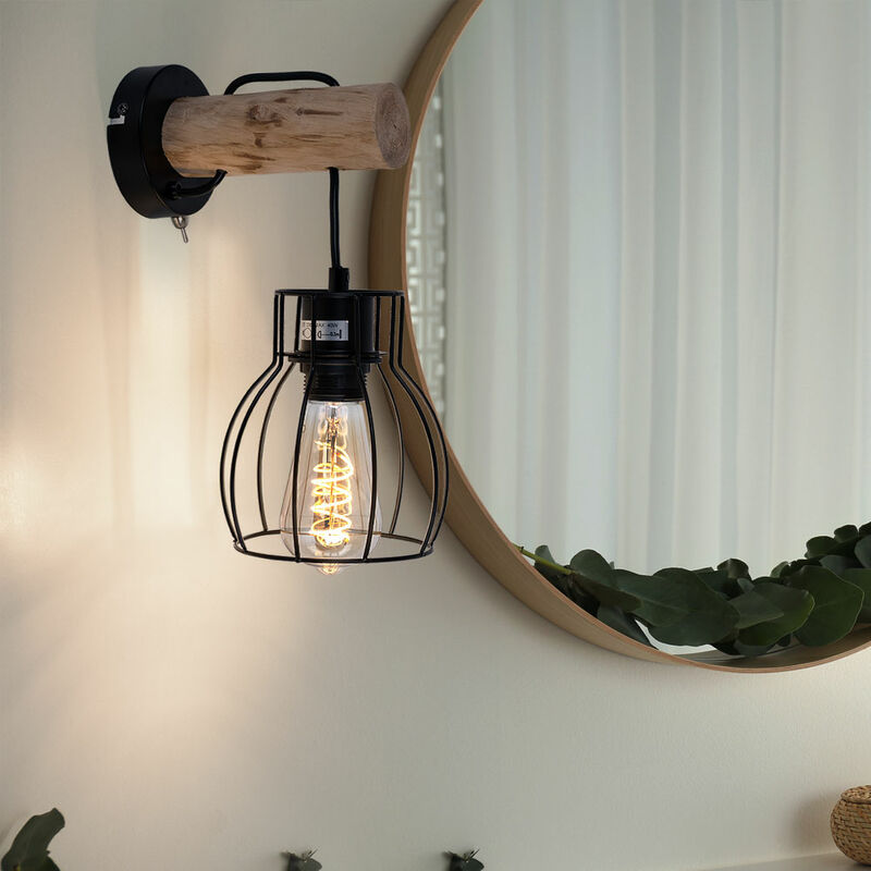 Lámpara de pared retro diseño de jaula de filamento focos naturales de madera lámpara de rejilla vintage en un juego que incluye bombillas LED
Lámpara de pared retro diseño de jaula de filamento focos naturales de madera lámpara de rejilla vintage en un juego que incluye bombillas LED