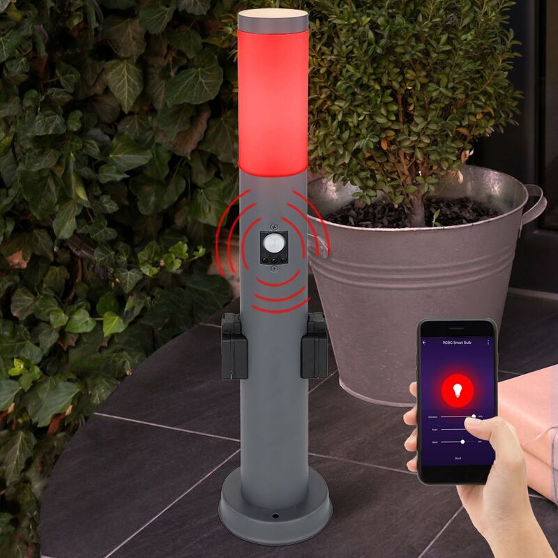 Lámpara de pie LED RGB 2x enchufes exteriores lámpara detectora de movimiento de jardín regulable controlable por teléfono móvil
Lámpara de pie LED RGB 2x enchufes exteriores lámpara detectora de movimiento de jardín regulable controlable por teléfono móvil