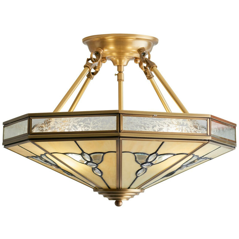 Interiors 190003P46 - Lámpara de techo semi empotrada de 4 luces, latón antiguo, vidrio Tiffany, E27
Interiors 190003P46 - Lámpara de techo semi empotrada de 4 luces, latón antiguo, vidrio Tiffany, E27
