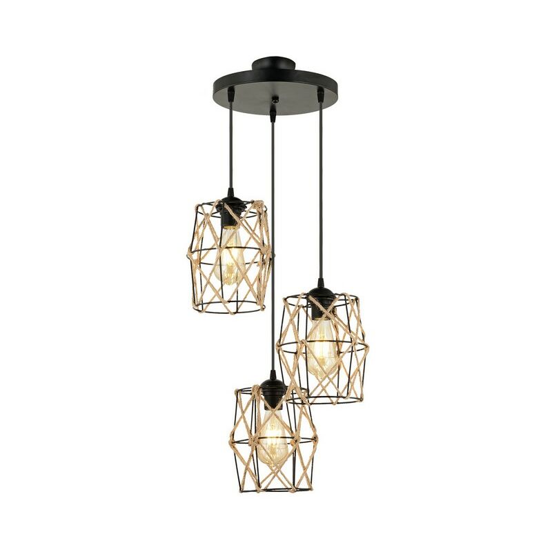 Lampara de Suspension Sirun - Lampara de 3 luces - Luz de techo - Negro en Metal, Cuerda, 100 x 3 x 60 cm, 3 x E27, 60W
Lampara de Suspension Sirun - Lampara de 3 luces - Luz de techo - Negro en Metal, Cuerda, 100 x 3 x 60 cm, 3 x E27, 60W