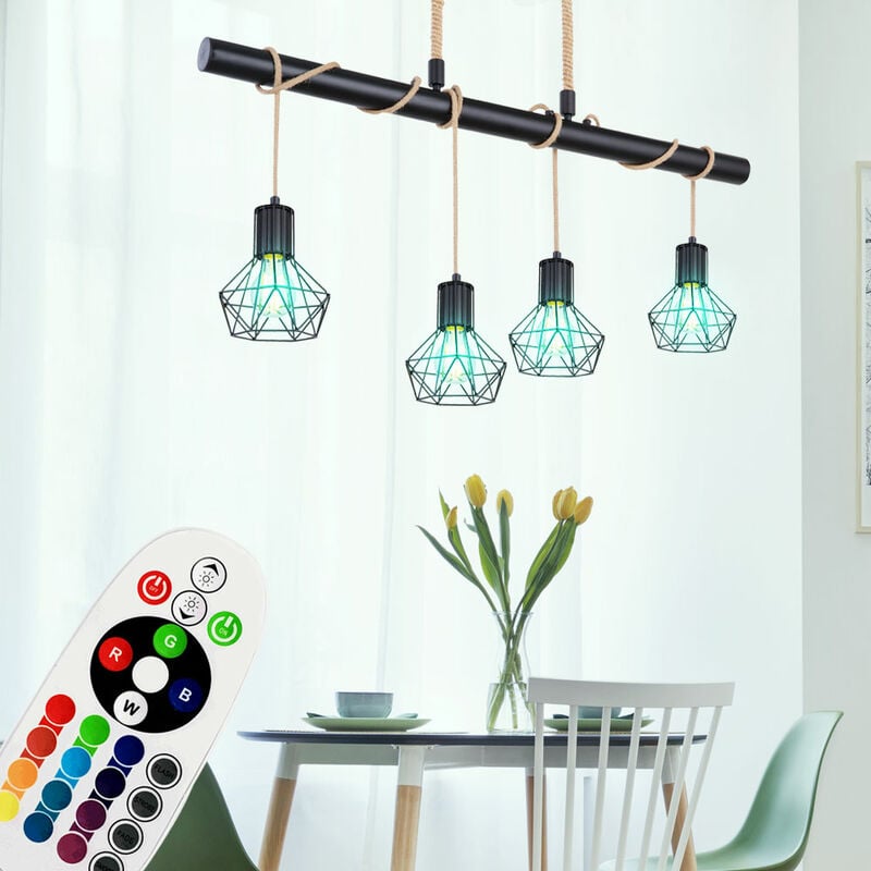Lámpara de techo colgante tipo jaula CONTROL REMOTO Lámpara de cuerda de cáñamo regulable en un juego que incluye lámparas LED RGB
Lámpara de techo colgante tipo jaula CONTROL REMOTO Lámpara de cuerda de cáñamo regulable en un juego que incluye lámparas LED RGB