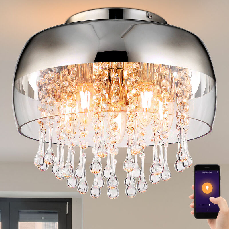 Lámpara de techo de cristal lámpara de salón regulable controlable por teléfono móvil en un juego que incluye lámparas LED RGB
Lámpara de techo de cristal lámpara de salón regulable controlable por teléfono móvil en un juego que incluye lámparas LED RGB