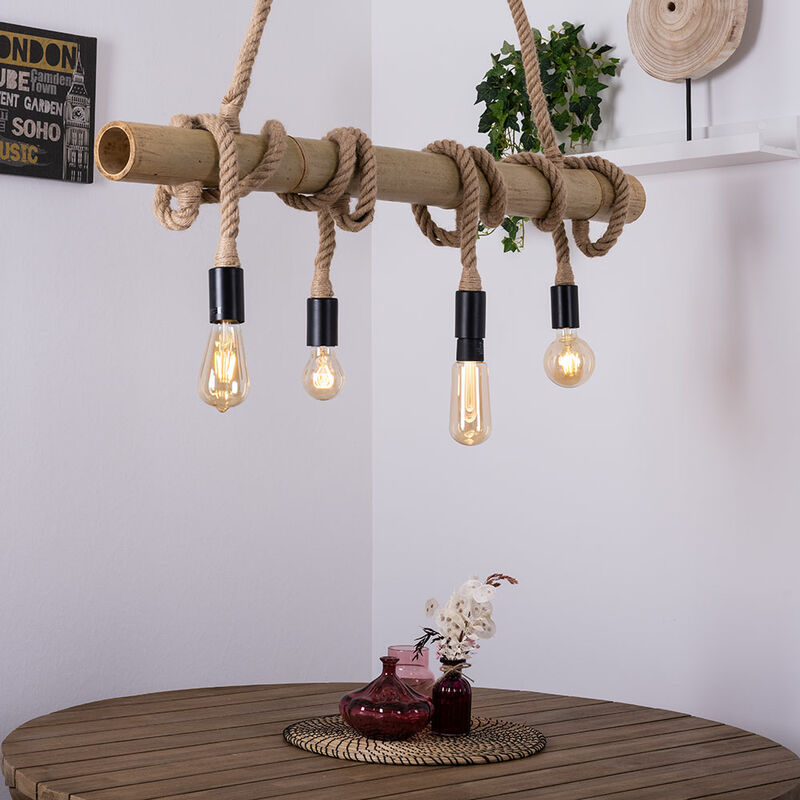 Lámpara de techo de péndulo vintage de bambú para comedor, haz de madera, luz colgante, negro
Lámpara de techo de péndulo vintage de bambú para comedor, haz de madera, luz colgante, negro