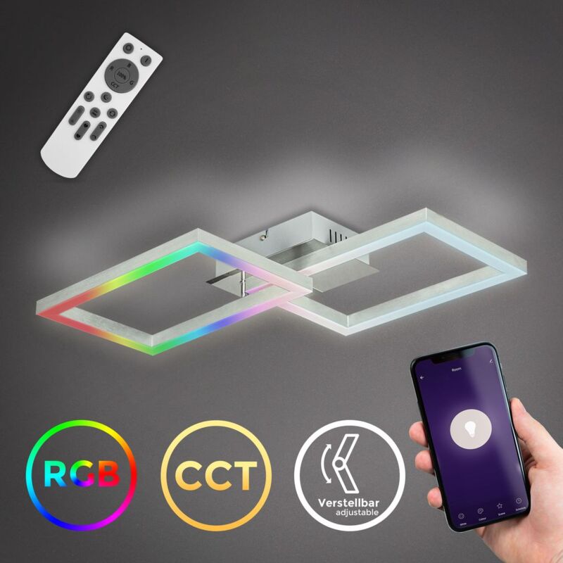 Lámpara de techo LED WiFi de B.K.Licht inteligente I App y mando a distancia I regulable I CCT I RGB I control por voz I compatible con iOS y Android
Lámpara de techo LED WiFi de B.K.Licht inteligente I App y mando a distancia I regulable I CCT I RGB I control por voz I compatible con iOS y Android