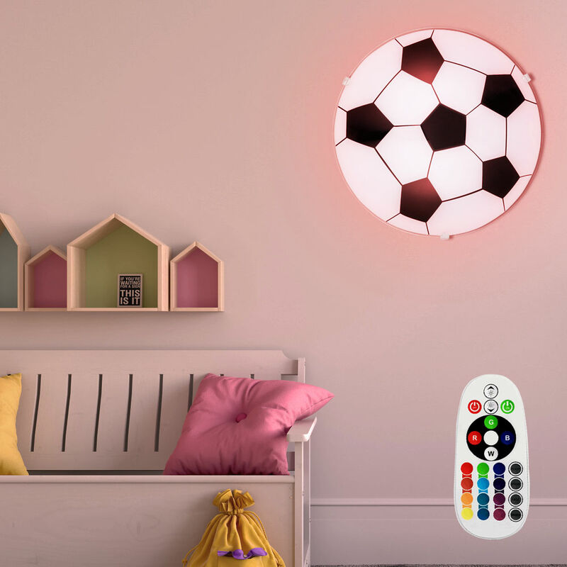 Lámpara de techo para niños Lámpara de vidrio de fútbol REGULABLE CONTROL REMOTO en un juego que incluye bombillas LED RGB
Lámpara de techo para niños Lámpara de vidrio de fútbol REGULABLE CONTROL REMOTO en un juego que incluye bombillas LED RGB
