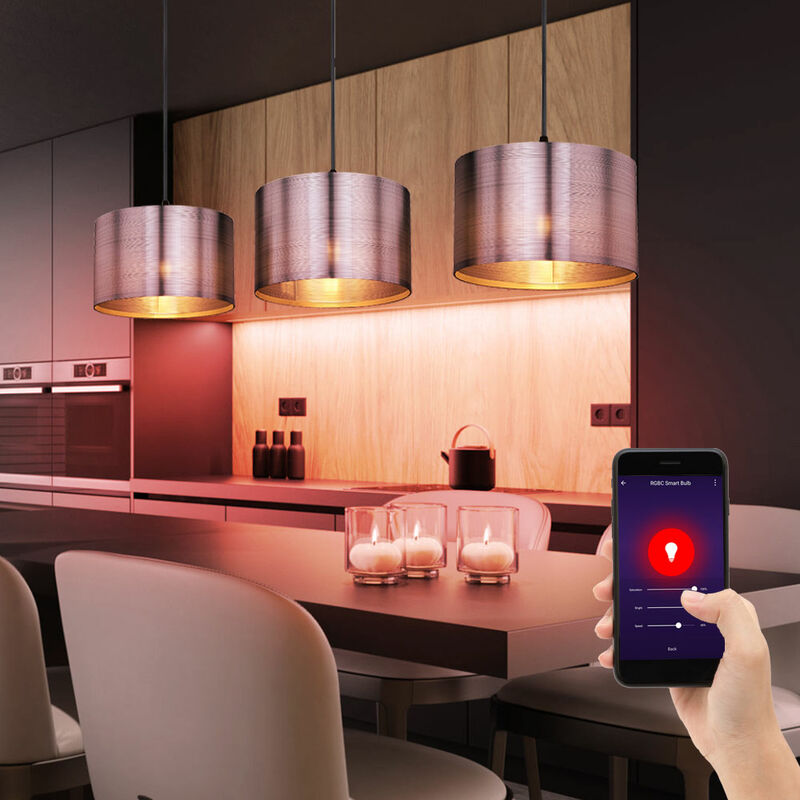 Lámpara de techo suspendida DIMMABLE Lámpara de suspensión controlable por teléfono móvil en un conjunto que incluye lámparas LED RGB
Lámpara de techo suspendida DIMMABLE Lámpara de suspensión controlable por teléfono móvil en un conjunto que incluye lámparas LED RGB