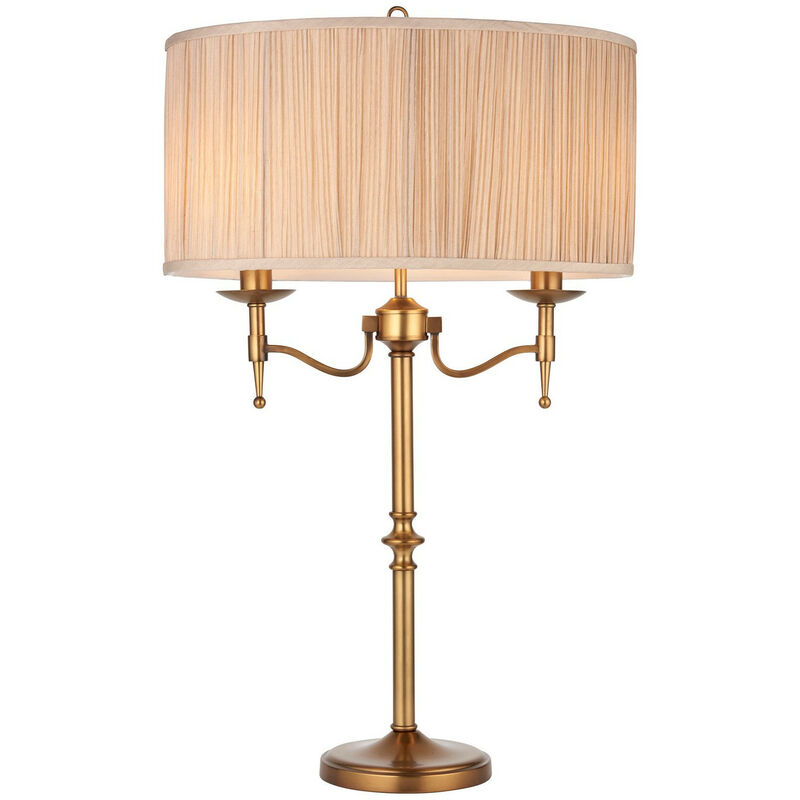 Interiors Stanford Antique Brass - Lámpara de mesa 2 luces de latón antiguo con pantalla beige, E14
Interiors Stanford Antique Brass - Lámpara de mesa 2 luces de latón antiguo con pantalla beige, E14