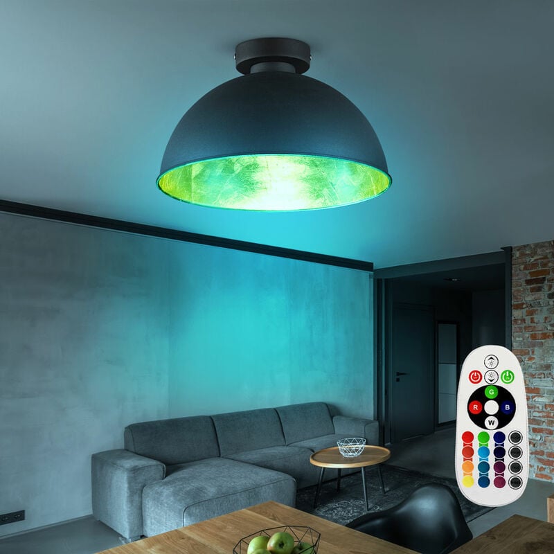 Regulador de luz de techo negro con control remoto en un juego que incluye bombillas LED RGB
Regulador de luz de techo negro con control remoto en un juego que incluye bombillas LED RGB
