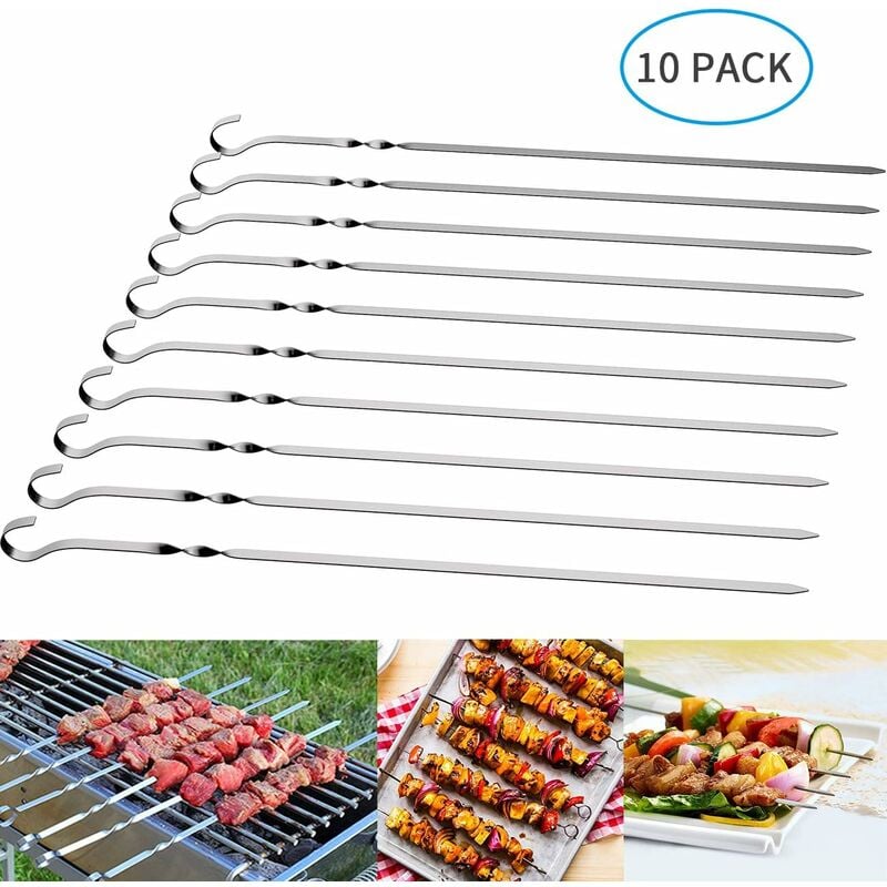 Brochetas de carne para barbacoa de acero inoxidable, brochetas de metal planas de 38 cm - paquete con 10 piezas
Brochetas de carne para barbacoa de acero inoxidable, brochetas de metal planas de 38 cm - paquete con 10 piezas
