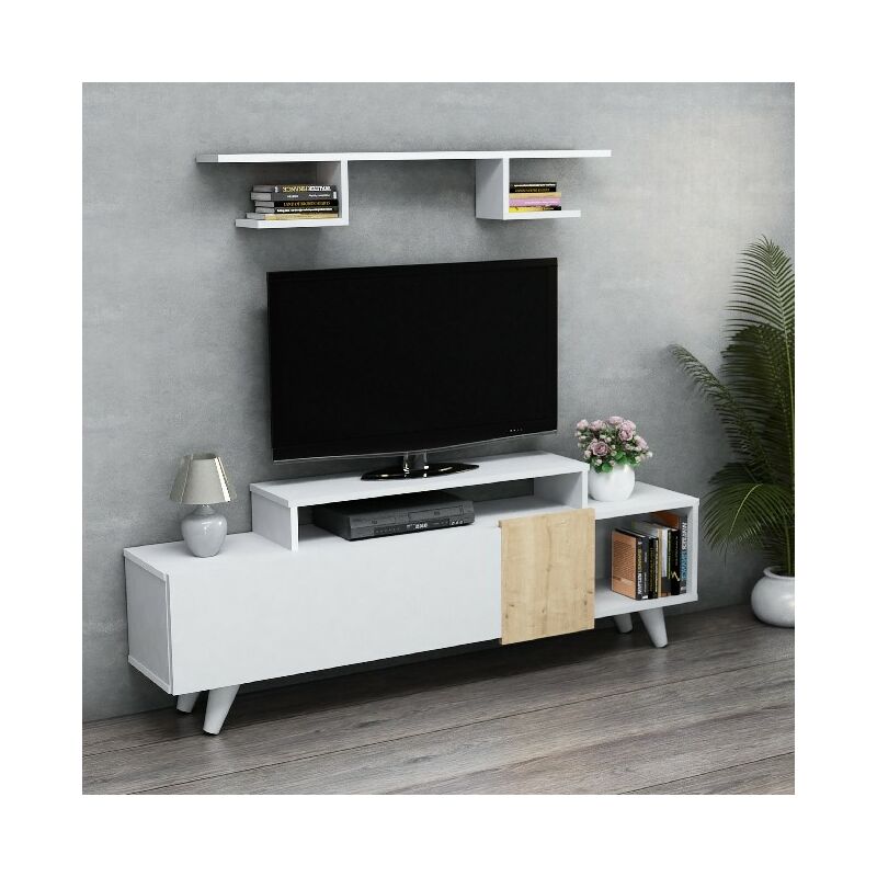 Lara Mueble TV con estanterias, puertas, estantes - de la sala de estar - Blanco, Roble en Madera, 161 x 29,5 x 58 cm
Lara Mueble TV con estanterias, puertas, estantes - de la sala de estar - Blanco, Roble en Madera, 161 x 29,5 x 58 cm