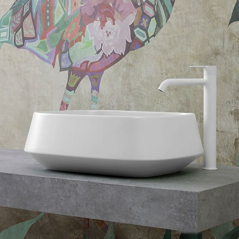 Kerm Lavabo Da Appoggio A Bacinella In Ceramica 60X42 Cm Bianco