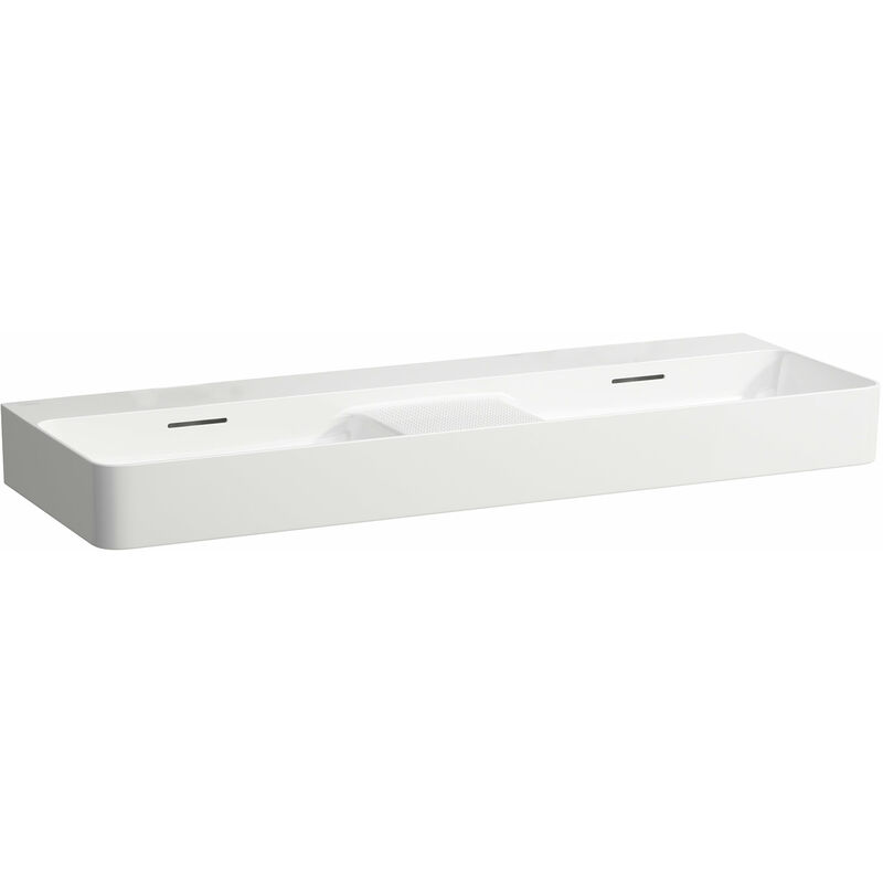 Lavabo doble VAL, sin agujero del grifo, con rebosadero, 1200x420, blanco, zona semiseca en el centro, color: blanco mate - H8142827571091 - Laufen
Lavabo doble VAL, sin agujero del grifo, con rebosadero, 1200x420, blanco, zona semiseca en el centro, color: blanco mate - H8142827571091 - Laufen