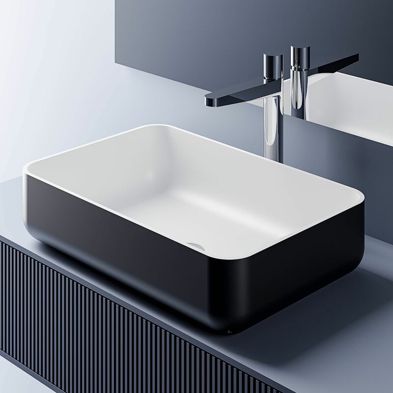 Lavabo para apoyar de piedra sólida PB2133 - en blanco mate, negro brillante o en negro/ blanco brillante - 54 x 36 x 13 cm:Con adicional. Cubierta
Lavabo para apoyar de piedra sólida PB2133 - en blanco mate, negro brillante o en negro/ blanco brillante - 54 x 36 x 13 cm:Con adicional. Cubierta