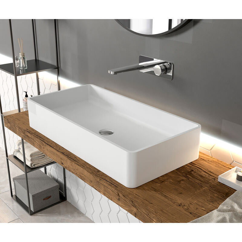 Lavabo Para Apoyar En Solid Surface PB2133 80 X 40 X 14 5 Cm Blanco